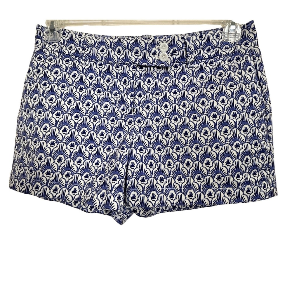 Vineyard Vines Womens Blue White Scalloped Pattern Coastal Preppy Chino Shorts 2